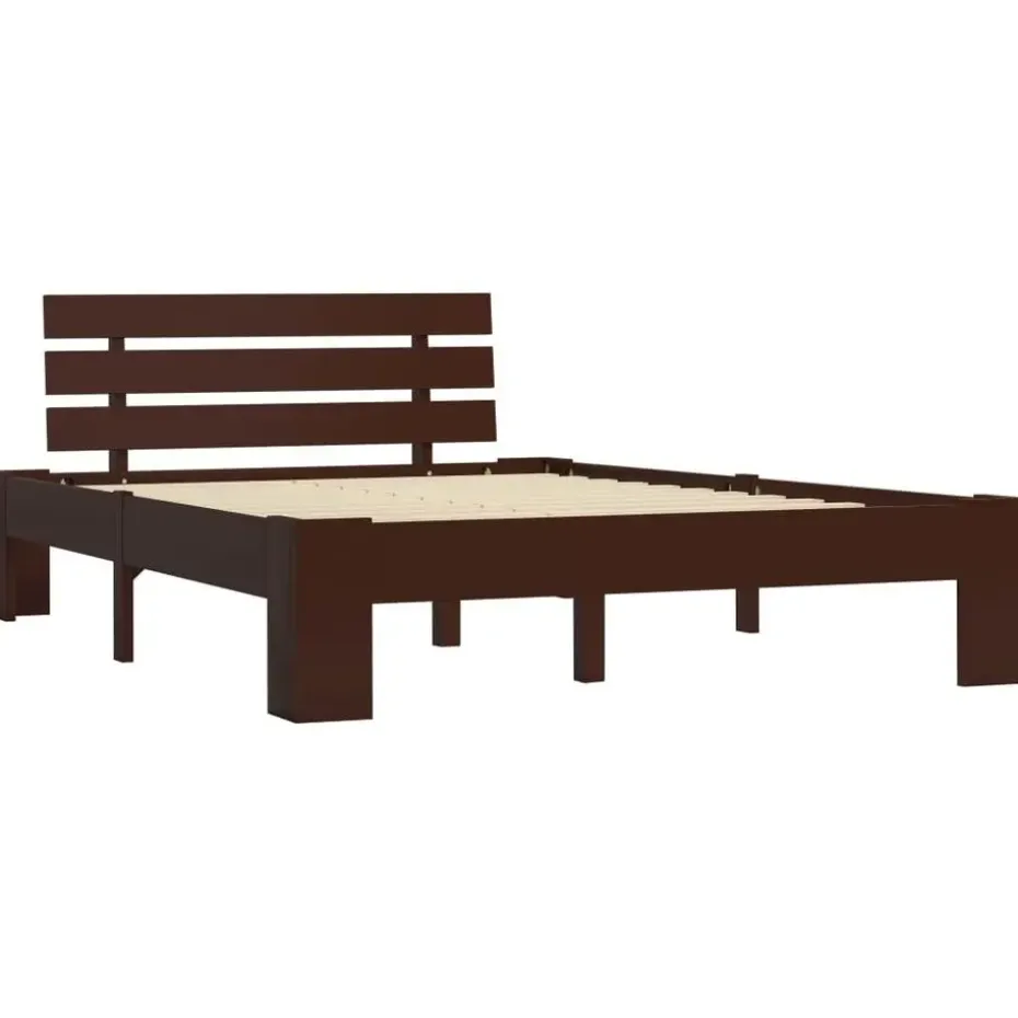 vidaXL - Bed frame - Donkerbruin - Massief grenenhout - 140x200 cm