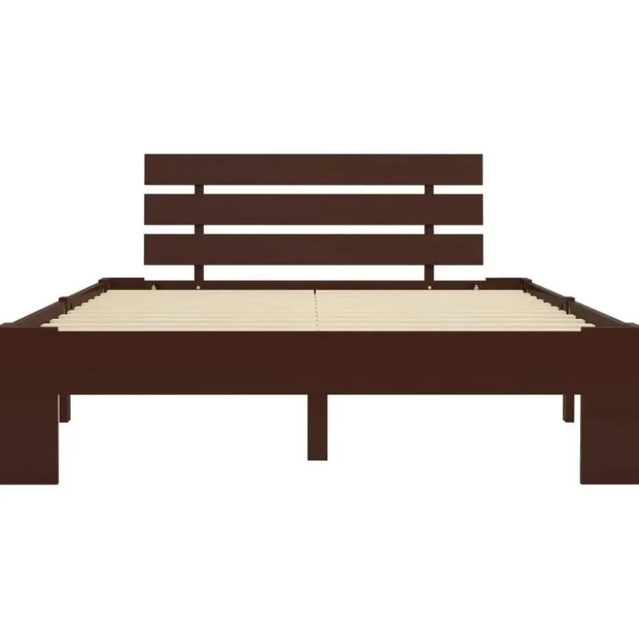 vidaXL - Bed frame - Donkerbruin - Massief grenenhout - 140x200 cm