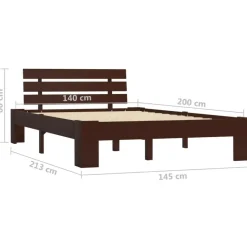 vidaXL - Bed frame - Donkerbruin - Massief grenenhout - 140x200 cm