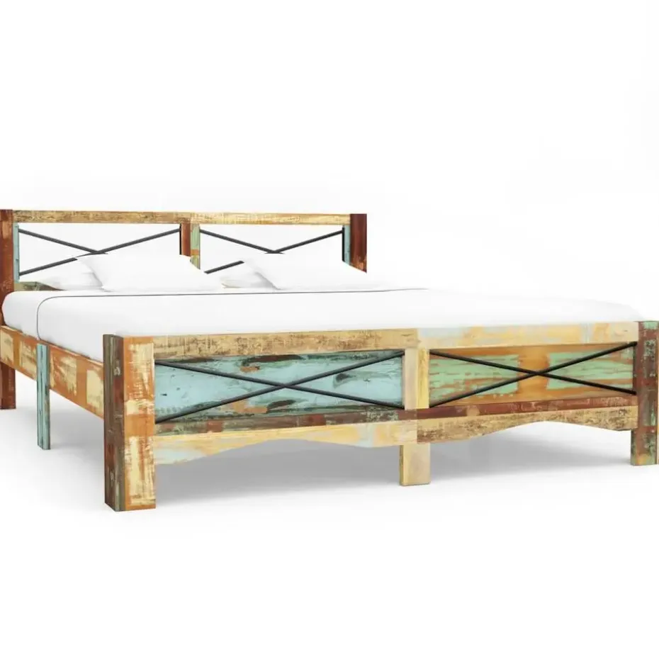 vidaXL - Bed frame - Multikleur - Massief gerecycled hout - 180x200 cm