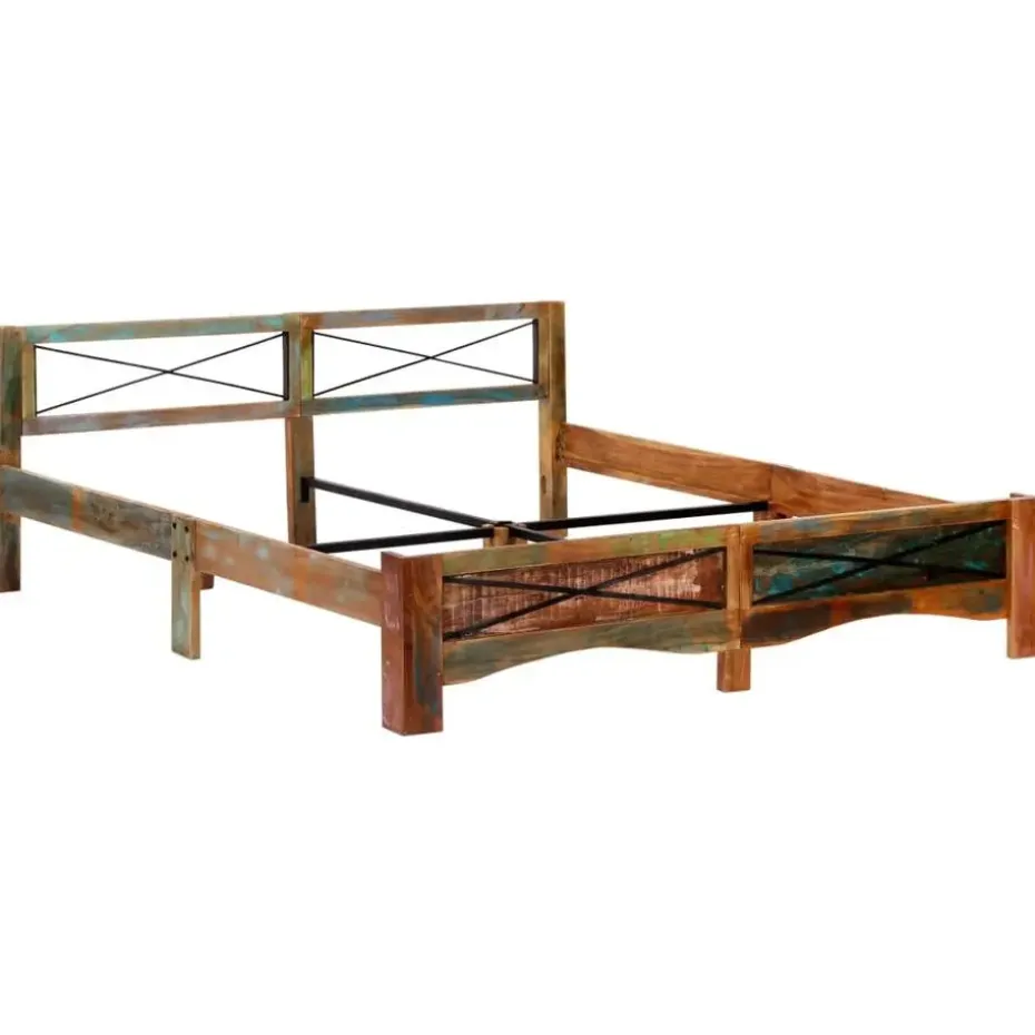 vidaXL - Bed frame - Multikleur - Massief gerecycled hout - 180x200 cm