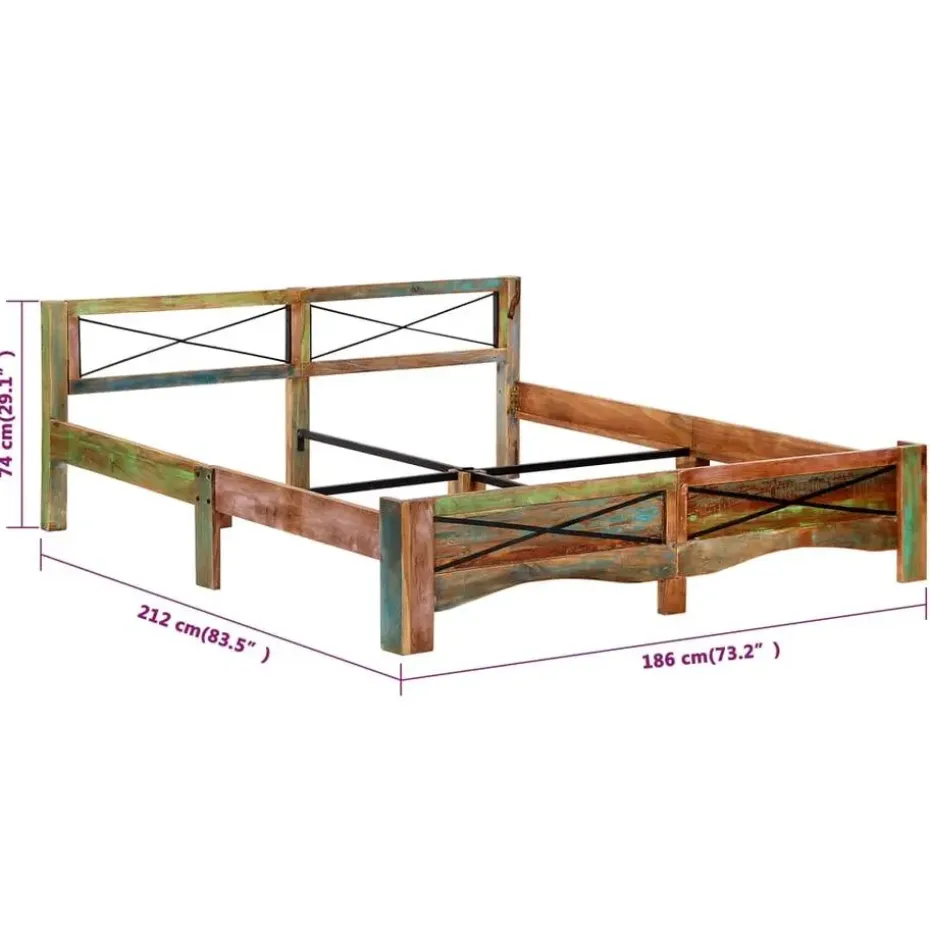 vidaXL - Bed frame - Multikleur - Massief gerecycled hout - 180x200 cm