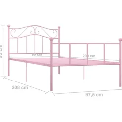 vidaXL - Bed frame - Roze - Metaal - 90 x 200 cm