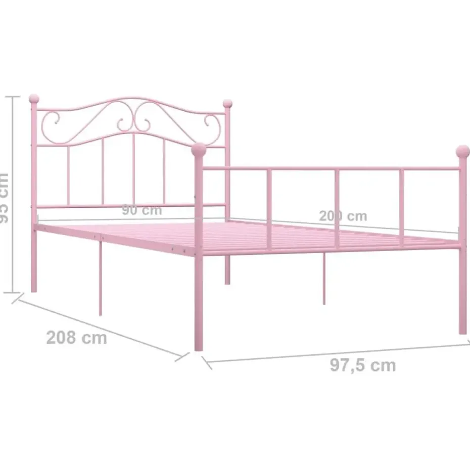 vidaXL - Bed frame - Roze - Metaal - 90 x 200 cm