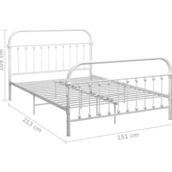 vidaXL - Bed frame - Wit - Metaal - 140 x 200 cm