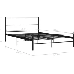 vidaXL - Bed frame - Zwart - Metaal - 160 x 200 cm