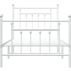 vidaXL - Bed frame met hoofd- en voeteneinde - Wit - Metaal - 90x200 cm
