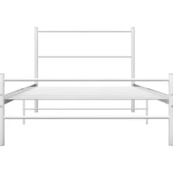 vidaXL - Bed frame met hoofdeinde - Wit - Metaal - 90 x 200 cm