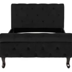 vidaXL - Bed frame met hoofdbord - Zwart - Fluweel - 90x200 cm