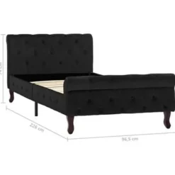 vidaXL - Bed frame met hoofdbord - Zwart - Fluweel - 90x200 cm