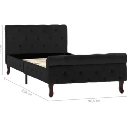 vidaXL - Bed frame met hoofdbord - Zwart - Fluweel - 90x200 cm