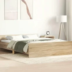 vidaXL - Bed frame met hoofd- en voeteneinde - sonoma eikenkleur - 140x200 cm