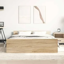 vidaXL - Bed frame met hoofd- en voeteneinde - sonoma eikenkleur - 140x200 cm