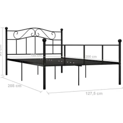 vidaXL - Bed frame met hoofdeinde - Zwart - Metaal - 120x200 cm