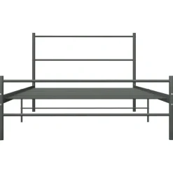 vidaXL - Bed frame met hoofdeinde - Grijs - Metaal - 90x200 cm