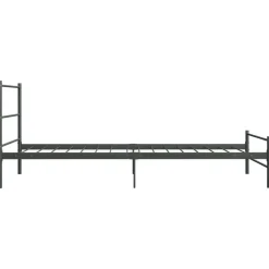 vidaXL - Bed frame met hoofdeinde - Grijs - Metaal - 90x200 cm