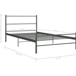 vidaXL - Bed frame met hoofdeinde - Grijs - Metaal - 90x200 cm