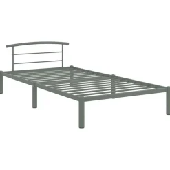 vidaXL - Bed frame met hoofdeinde - Grijs - Metaal - 90x200 cm