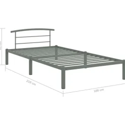 vidaXL - Bed frame met hoofdeinde - Grijs - Metaal - 90x200 cm