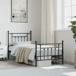 vidaXL - Bed frame met hoofd- en voeteneinde - Zwart - Metaal - 90x190 cm