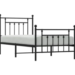 vidaXL - Bed frame met hoofd- en voeteneinde - Zwart - Metaal - 90x190 cm