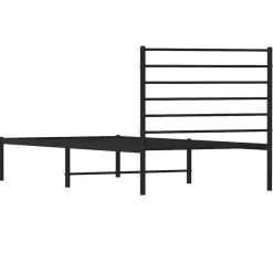 vidaXL - Bed frame met hoofdbord - Zwart - Metaal - 90x200 cm