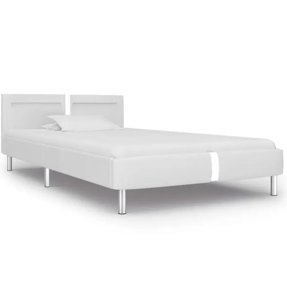 vidaXL - Bed frame met hoofdeinde - LED - Wit -kunstleer - 90x200 cm