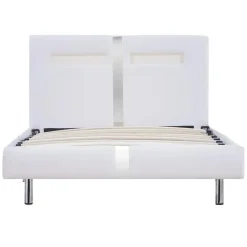 vidaXL - Bed frame met hoofdeinde - LED - Wit -kunstleer - 90x200 cm