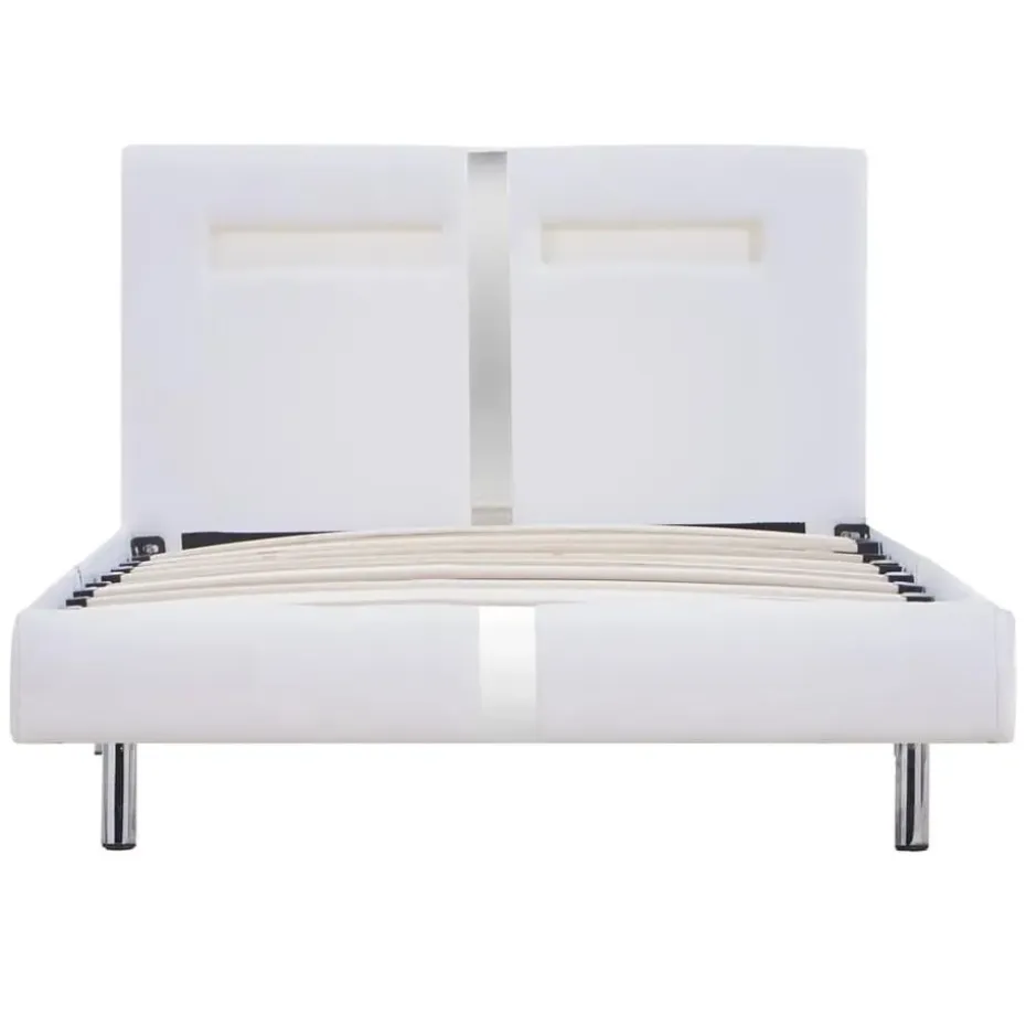 vidaXL - Bed frame met hoofdeinde - LED - Wit -kunstleer - 90x200 cm
