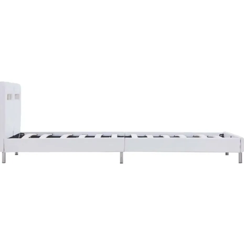 vidaXL - Bed frame met hoofdeinde - LED - Wit -kunstleer - 90x200 cm