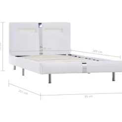 vidaXL - Bed frame met hoofdeinde - LED - Wit -kunstleer - 90x200 cm