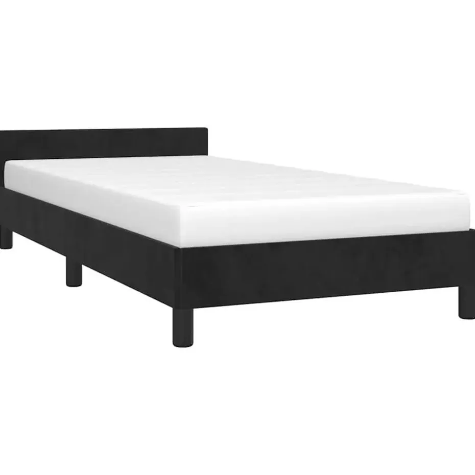 vidaXL - Bed frame met hoofdeinde zonder matras - Zwart - Fluweel - 90x200 cm