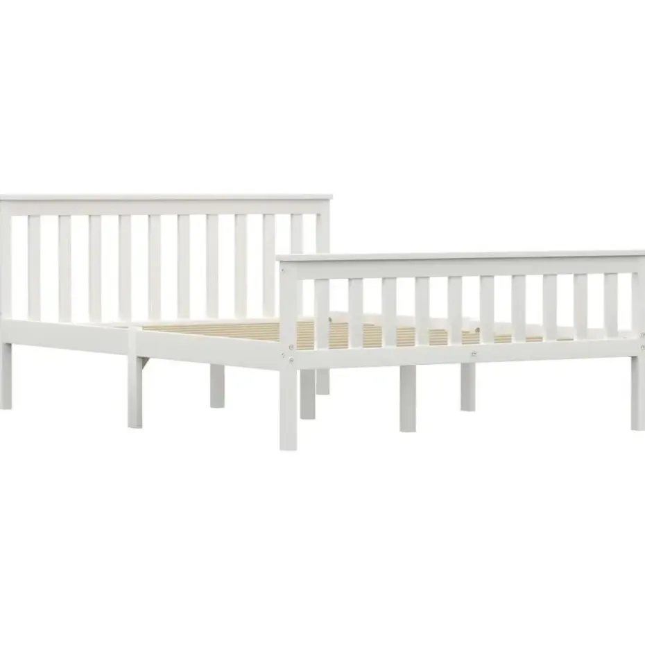 vidaXL - Bed frame met hoofdeinde - Wit - Massief grenenhout - 140x200 cm
