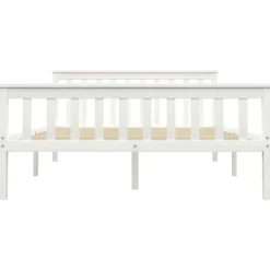 vidaXL - Bed frame met hoofdeinde - Wit - Massief grenenhout - 140x200 cm