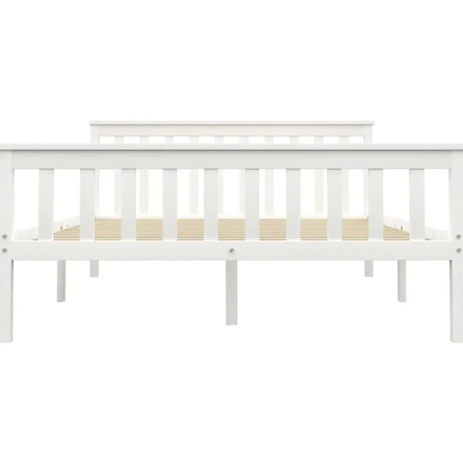 vidaXL - Bed frame met hoofdeinde - Wit - Massief grenenhout - 140x200 cm