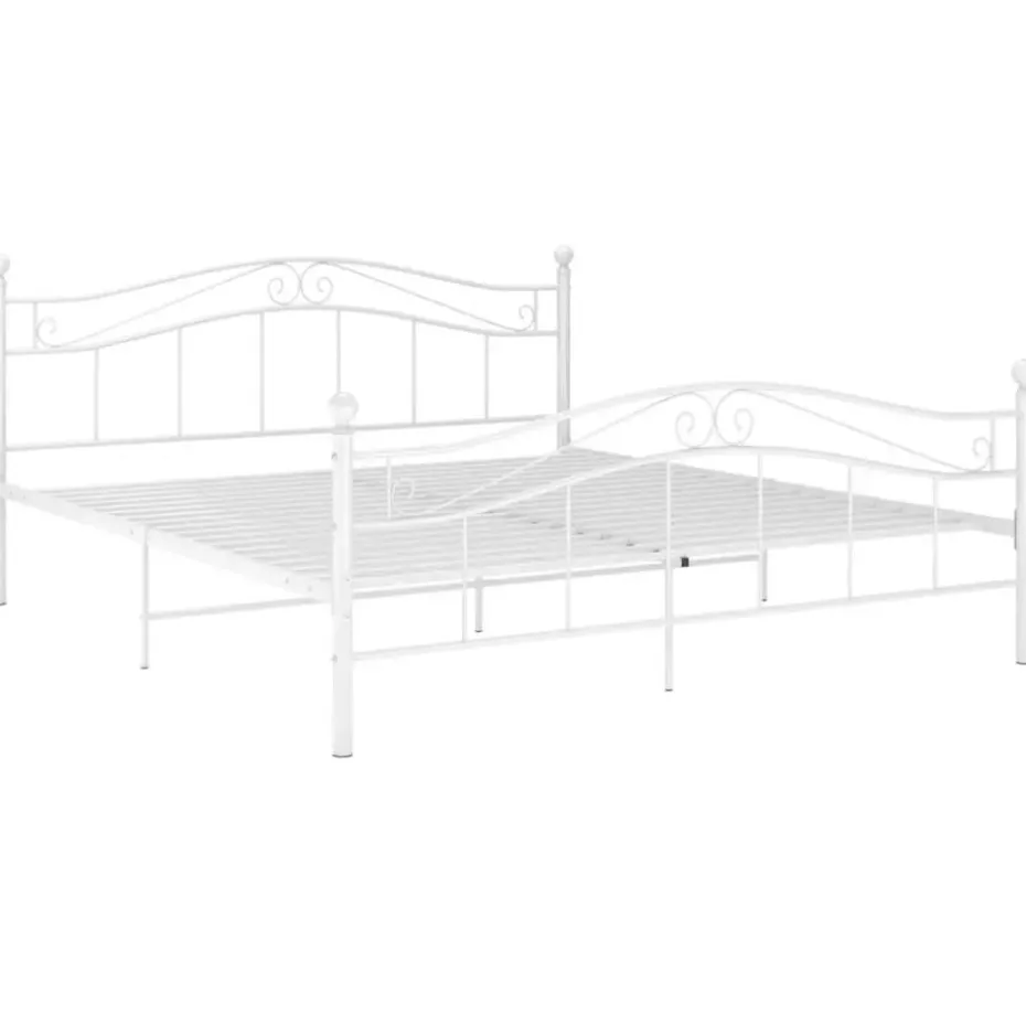 vidaXL - Bed frame met hoodfbord en lattenbodem - Wit - Metaal - 140x200 cm