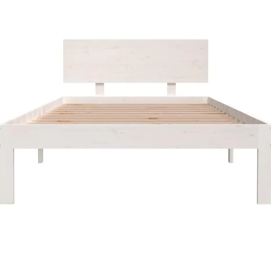vidaXL - Bed frame met hoofdbord - Wit - Massief grenenhout - 100x200 cm