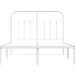 vidaXL - Bed frame met hoofdbord - Wit - Metaal - 120x200 cm