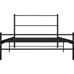 vidaXL - Bed frame met hoofdeinde en lanttenbodem - Zwart - Metaal - 90x200 cm