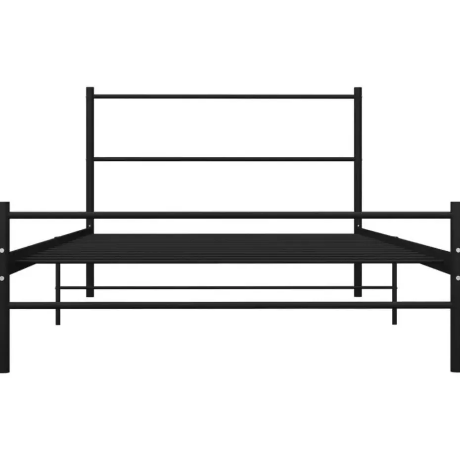vidaXL - Bed frame met hoofdeinde en lanttenbodem - Zwart - Metaal - 90x200 cm