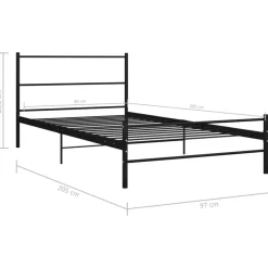 vidaXL - Bed frame met hoofdeinde en lanttenbodem - Zwart - Metaal - 90x200 cm