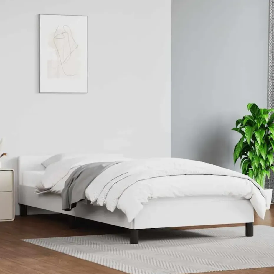 vidaXL - Bed frame met hoofdeinde zonder matras - Wit - Hout - 90x200 cm