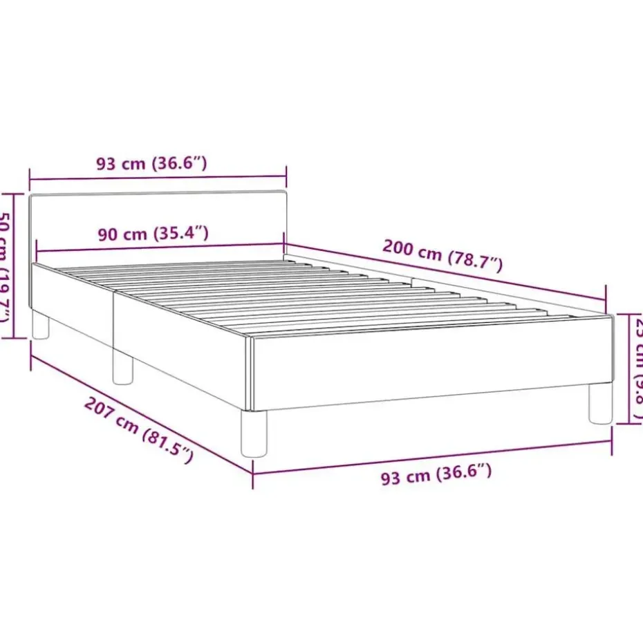 vidaXL - Bed frame met hoofdeinde zonder matras - Wit - Hout - 90x200 cm