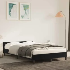 vidaXL - Bed frame met hoofdeinde - Zwart - Fluweel - 120 x 200 cm