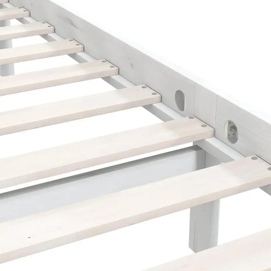 vidaXL - Bed frame met hoofdeinde - Wit - Massief grenenhout - 90x200 cm