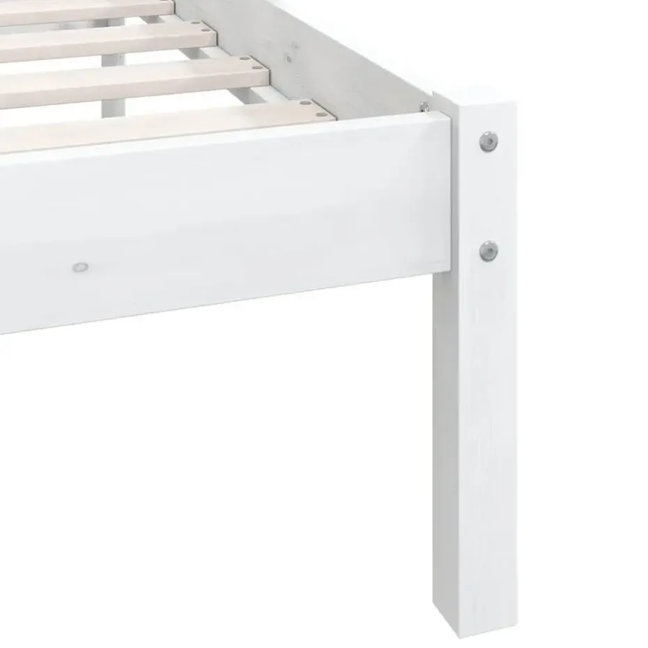 vidaXL - Bed frame met hoofdeinde - Wit - Massief grenenhout - 90x200 cm
