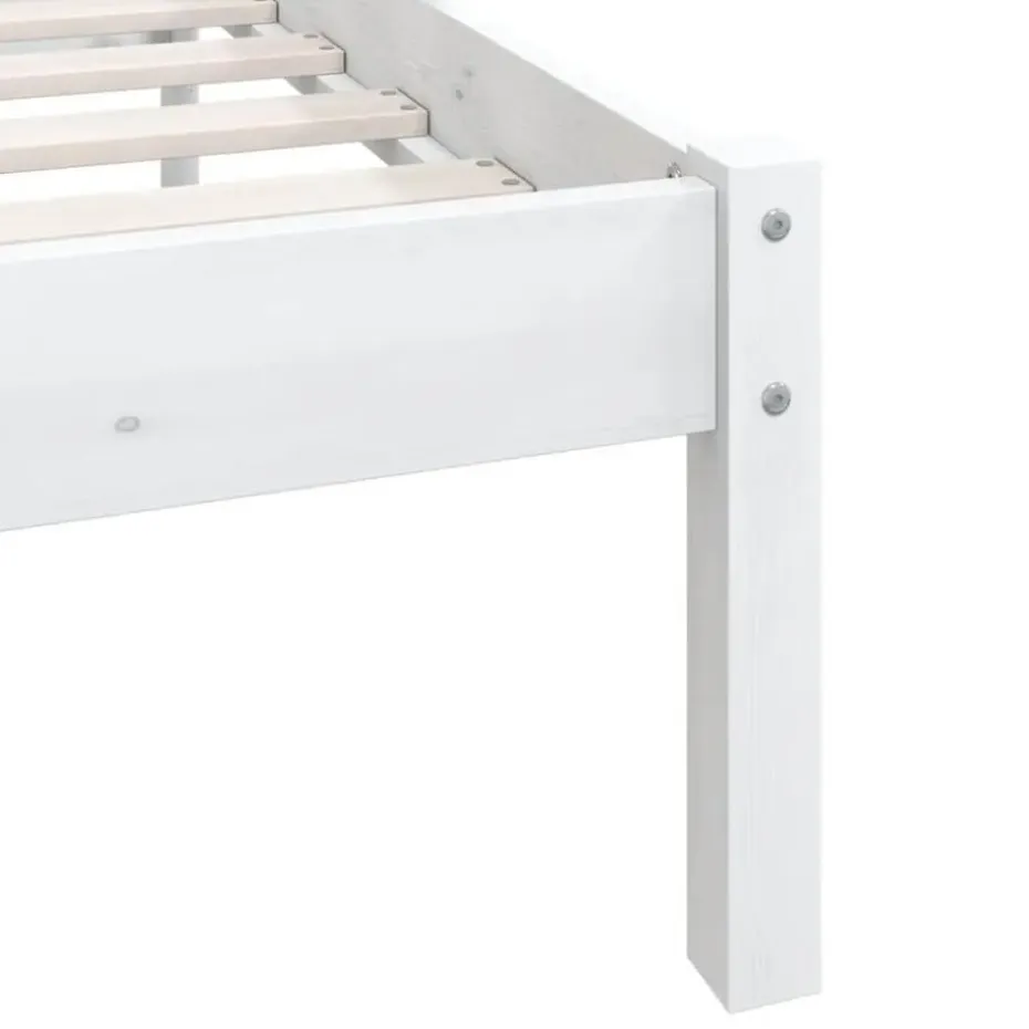 vidaXL - Bed frame met hoofdeinde - Wit - Massief grenenhout - 90x200 cm