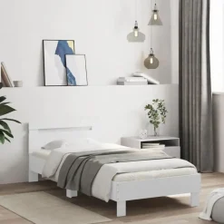 vidaXL - Bed frame met hoofdbord - Wit - Bewerkt hout - 100x200 cm