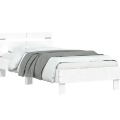 vidaXL - Bed frame met hoofdbord - Wit - Bewerkt hout - 100x200 cm