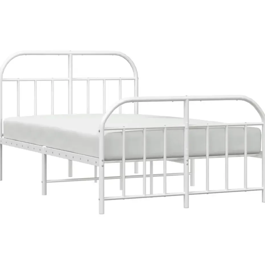 vidaXL - Bed frame met hoofd- en voeteneinde - Wit - Metaal - 120x200 cm